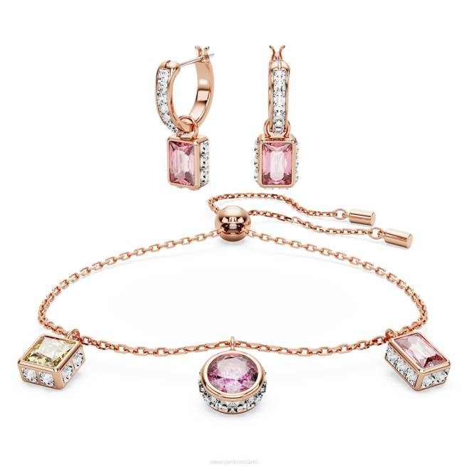 Swarovski DV4B403 gioielleria tagli misti, multicolori, placcati color oro rosa ancora un set