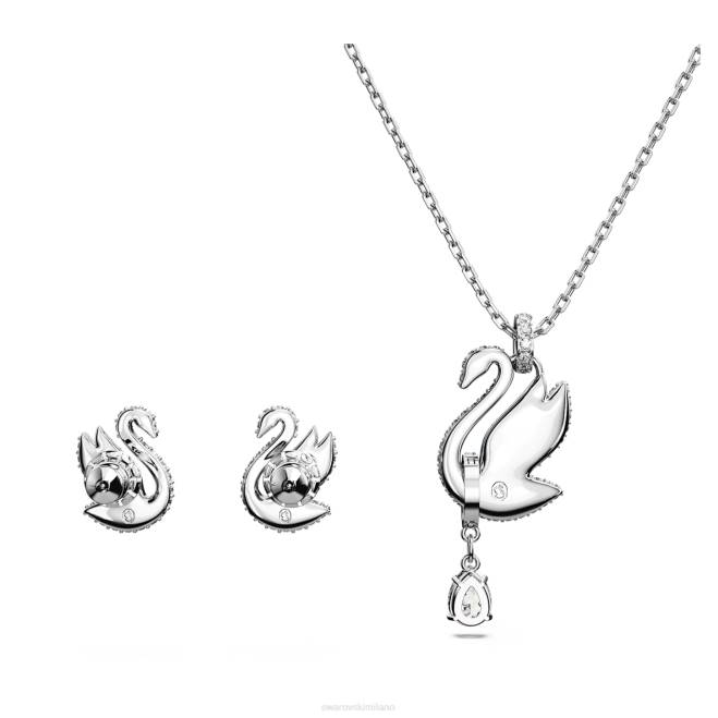 Swarovski DV4B404 gioielleria cigno, blu, placcato rodio set iconico del cigno