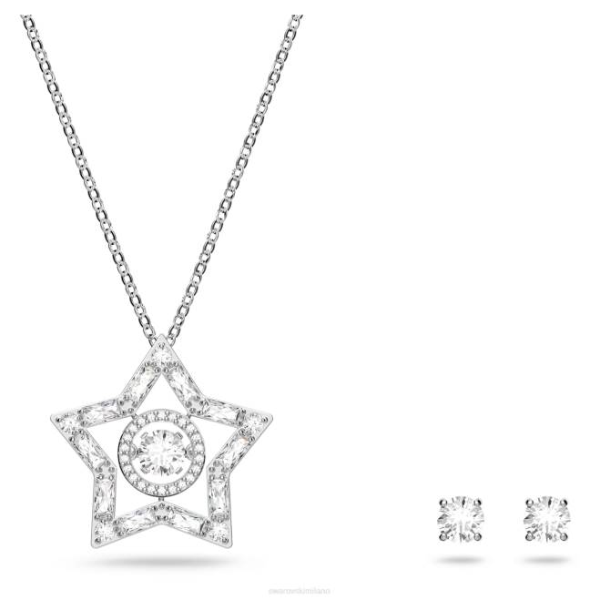 Swarovski DV4B405 gioielleria tagli misti, stella, bianco, rodiato insieme stellare