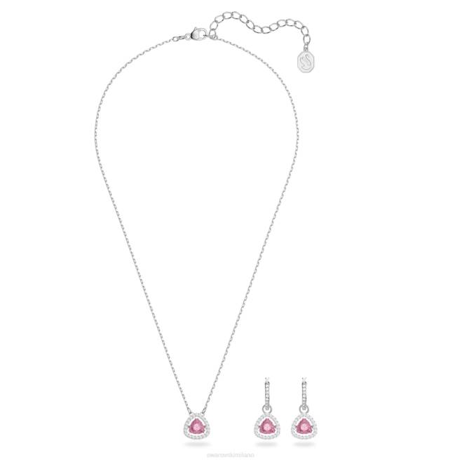 Swarovski DV4B407 gioielleria taglio trilliant, rosa, placcato rodio insieme di millenni