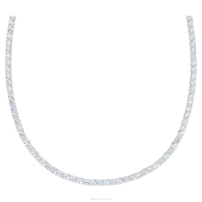 Swarovski DV4B412 gioielleria taglio rotondo, bianco, placcato rodio set da tennis deluxe