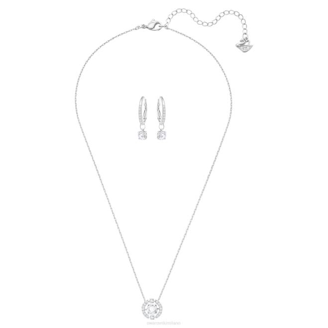 Swarovski DV4B413 gioielleria taglio rotondo, bianco, placcato rodio set da ballo scintillante