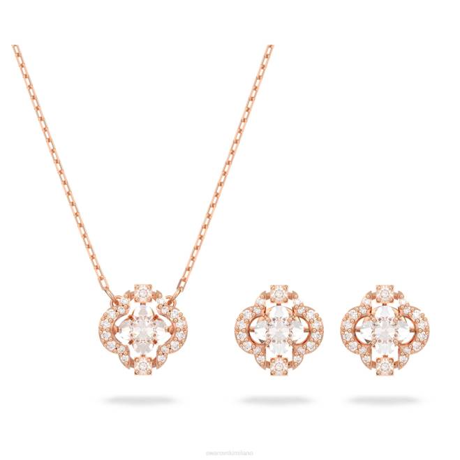 Swarovski DV4B416 gioielleria tagli misti, trifoglio, bianco, placcato tonalità oro rosa set da ballo scintillante