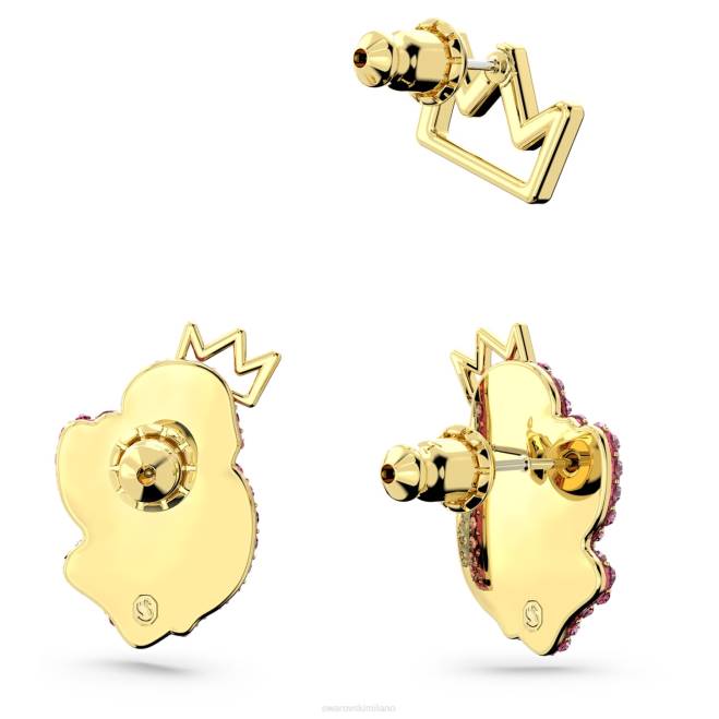 Swarovski DV4B395 gioielleria cigno, rosa, placcato color oro orecchini a bottone con cigno pop