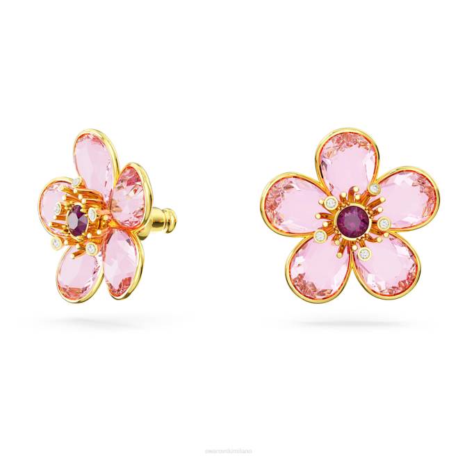 Swarovski DV4B655 gioielleria fiore, rosa, placcato color oro orecchini a bottone fiorere