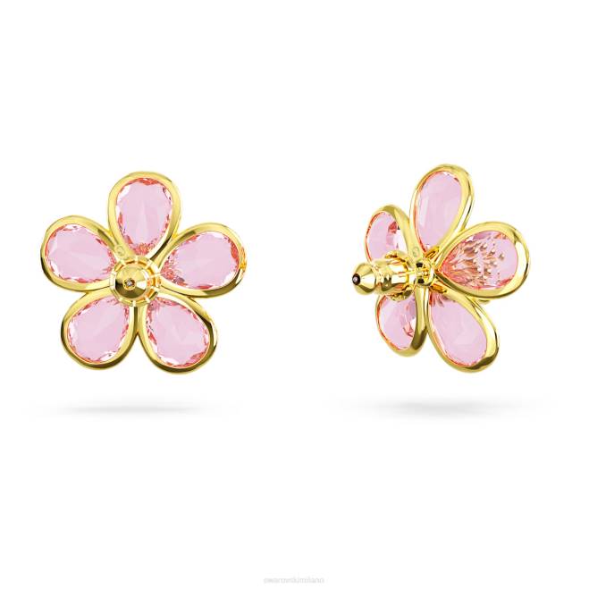 Swarovski DV4B655 gioielleria fiore, rosa, placcato color oro orecchini a bottone fiorere