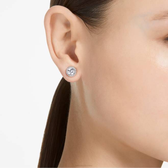 Swarovski DV4B658 gioielleria taglio rotondo, pavé, bianco, rodiato orecchini a bottone costellazione