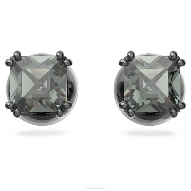 Swarovski DV4B662 gioielleria taglio quadrato, nero, placcato rutenio orecchini millenari