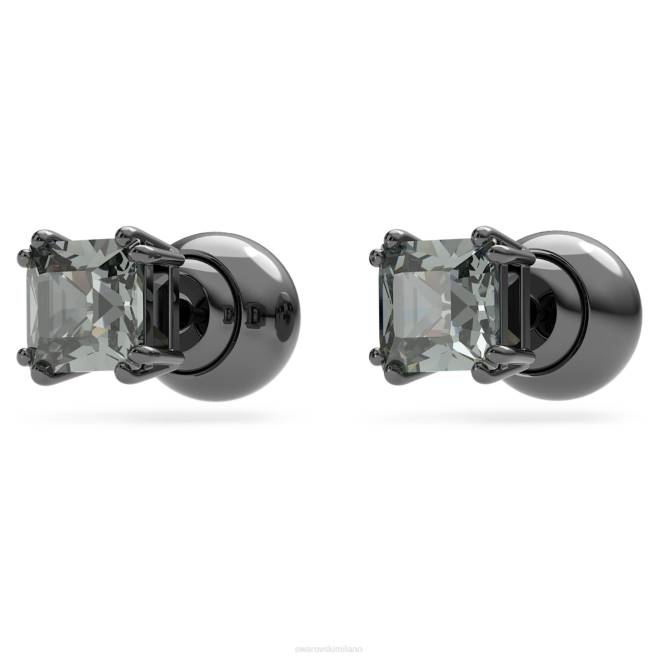Swarovski DV4B662 gioielleria taglio quadrato, nero, placcato rutenio orecchini millenari
