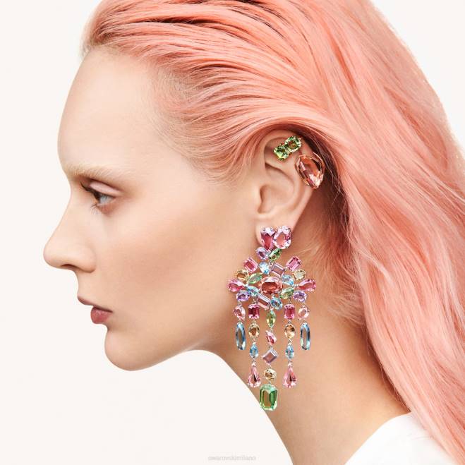 Swarovski DV4B663 gioielleria taglio a goccia, rosa, placcato rodio orecchini a bottone gema