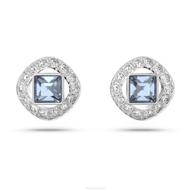 Swarovski DV4B666 gioielleria taglio quadrato, blu, placcato rodio orecchini a bottone angelici