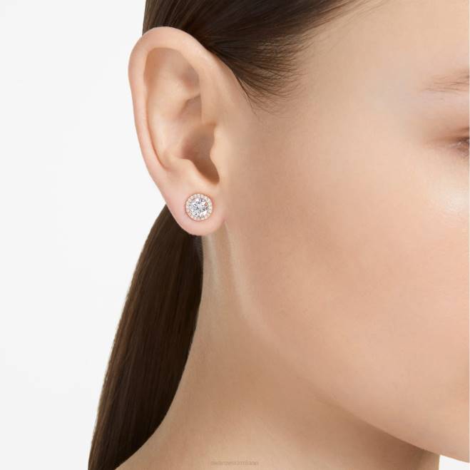 Swarovski DV4B670 gioielleria taglio rotondo, pavé, bianco, placcato tonalità oro rosa orecchini a bottone costellazione