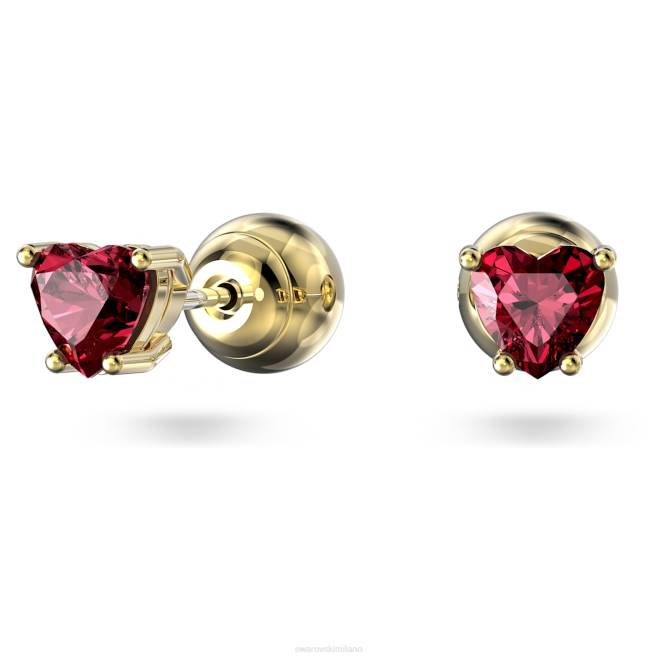 Swarovski DV4B673 gioielleria cuore, rosso, placcato color oro orecchini a bottone stilla