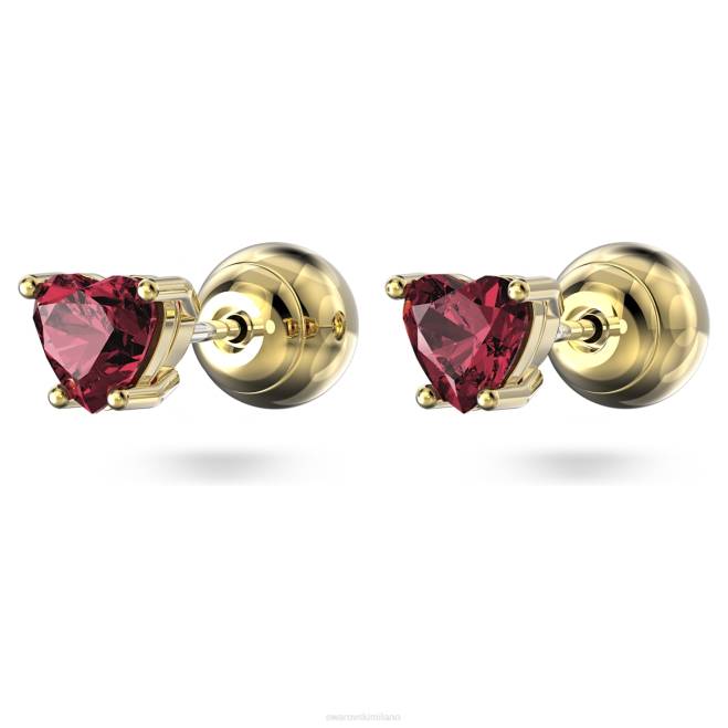 Swarovski DV4B673 gioielleria cuore, rosso, placcato color oro orecchini a bottone stilla