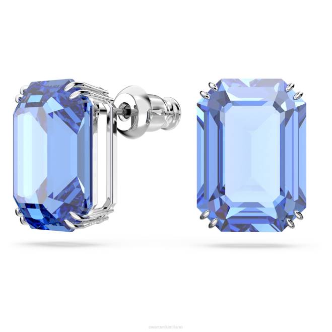 Swarovski DV4B674 gioielleria taglio ottagonale, blu, placcato rodio orecchini millenari