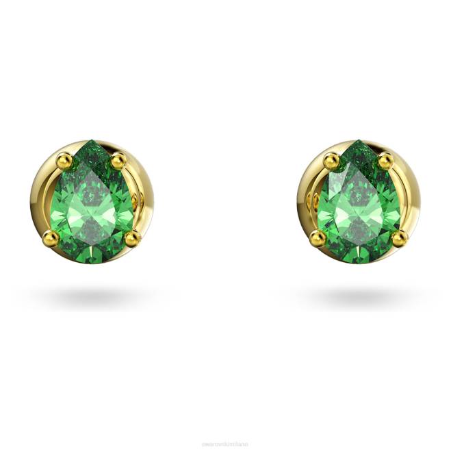 Swarovski DV4B676 gioielleria taglio a pera, verde, placcato color oro orecchini a bottone stilla