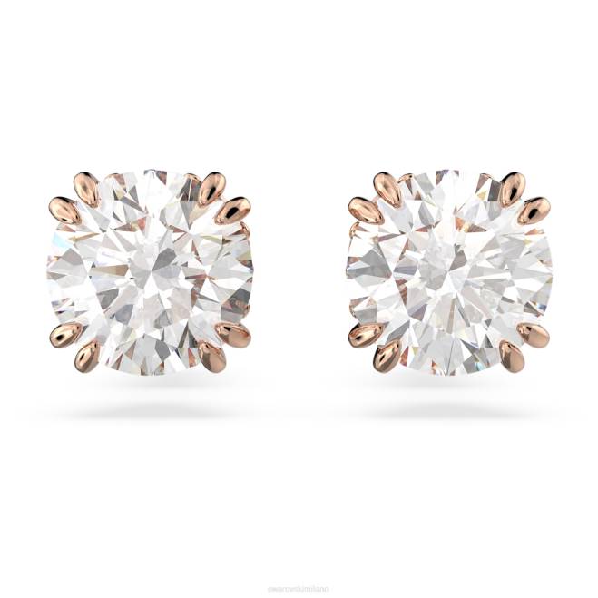Swarovski DV4B677 gioielleria taglio rotondo, bianco, placcato tonalità oro rosa orecchini a bottone costellazione