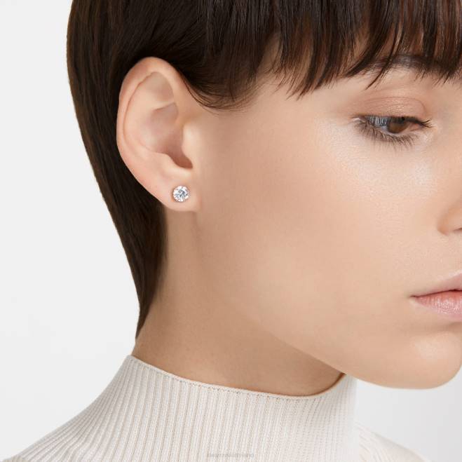 Swarovski DV4B677 gioielleria taglio rotondo, bianco, placcato tonalità oro rosa orecchini a bottone costellazione