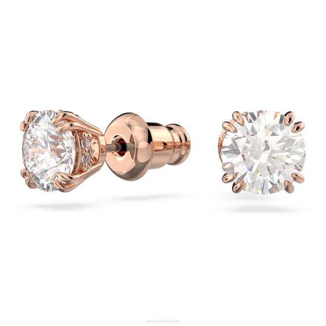 Swarovski DV4B677 gioielleria taglio rotondo, bianco, placcato tonalità oro rosa orecchini a bottone costellazione