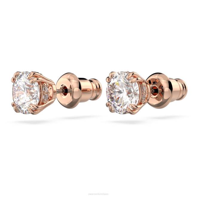 Swarovski DV4B677 gioielleria taglio rotondo, bianco, placcato tonalità oro rosa orecchini a bottone costellazione