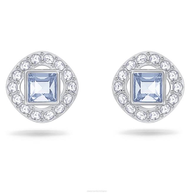 Swarovski DV4B679 gioielleria taglio quadrato, blu, placcato rodio orecchini a bottone angelici