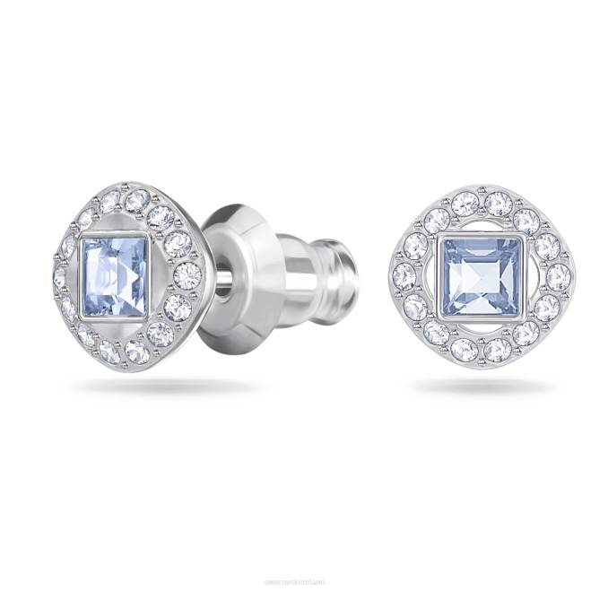 Swarovski DV4B679 gioielleria taglio quadrato, blu, placcato rodio orecchini a bottone angelici