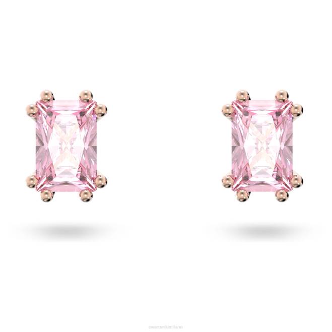 Swarovski DV4B680 gioielleria taglio rettangolare, rosa, placcato tonalità oro rosa orecchini a bottone stilla