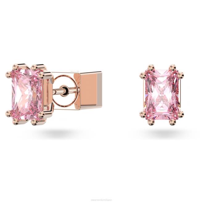 Swarovski DV4B680 gioielleria taglio rettangolare, rosa, placcato tonalità oro rosa orecchini a bottone stilla