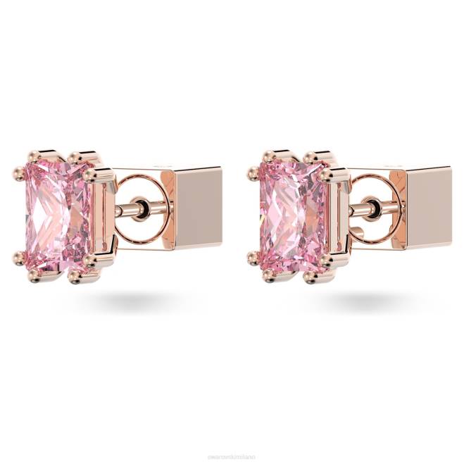 Swarovski DV4B680 gioielleria taglio rettangolare, rosa, placcato tonalità oro rosa orecchini a bottone stilla