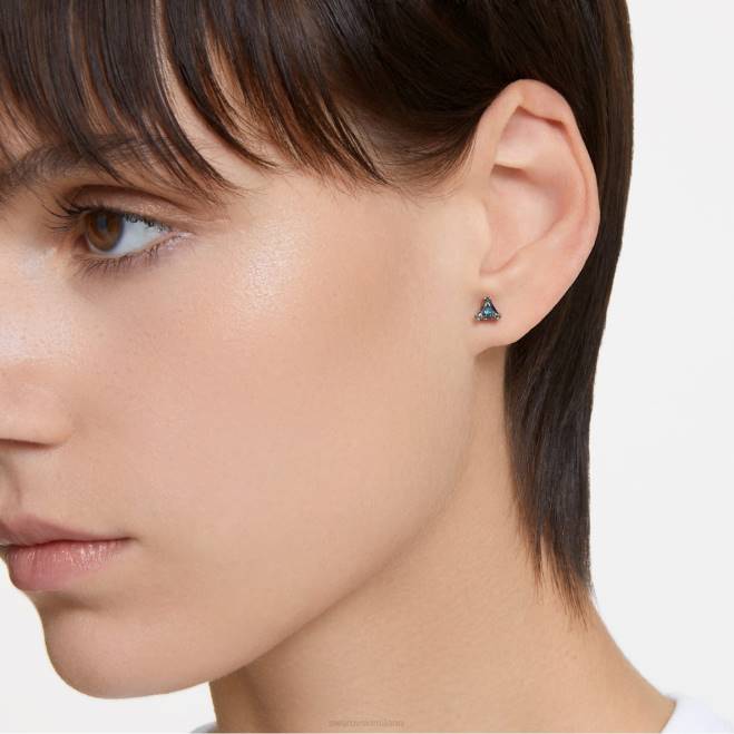 Swarovski DV4B684 gioielleria taglio a triangolo, grigio, placcato rutenio orecchini a bottone stilla