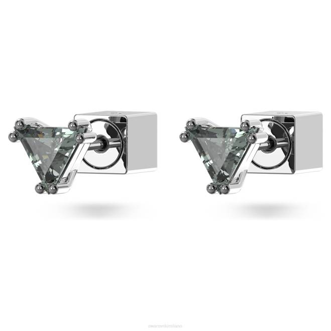 Swarovski DV4B684 gioielleria taglio a triangolo, grigio, placcato rutenio orecchini a bottone stilla