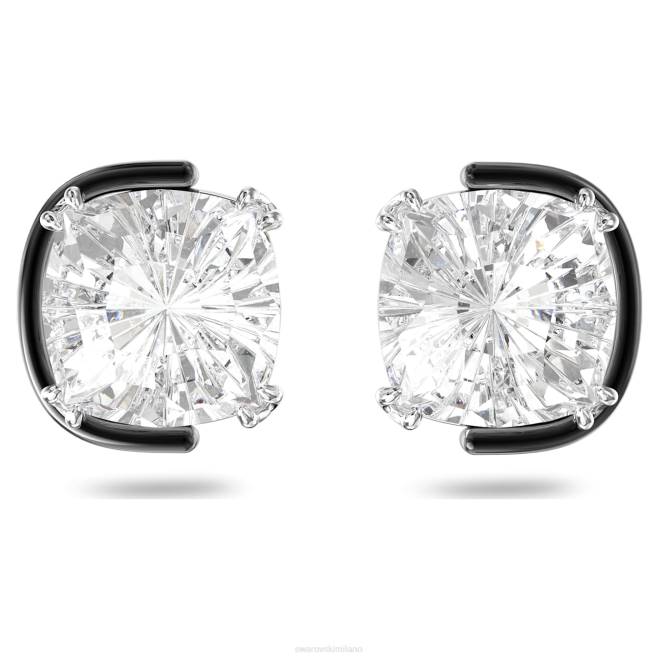 Swarovski DV4B686 gioielleria taglio cuscino, bianco, finitura metallo misto orecchini a bottone harmonia