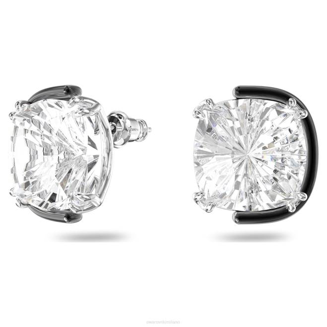 Swarovski DV4B686 gioielleria taglio cuscino, bianco, finitura metallo misto orecchini a bottone harmonia