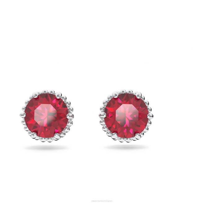 Swarovski DV4B691 gioielleria luglio, rosso, rodiato orecchini a bottone con pietra portafortuna a taglio rotondo