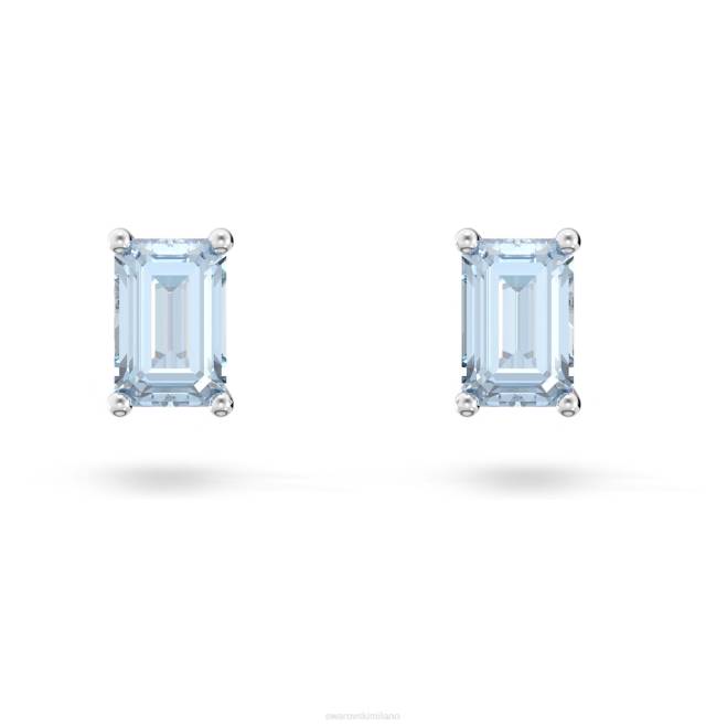 Swarovski DV4B693 gioielleria taglio ottagonale, blu, placcato rodio orecchini a bottone stilla