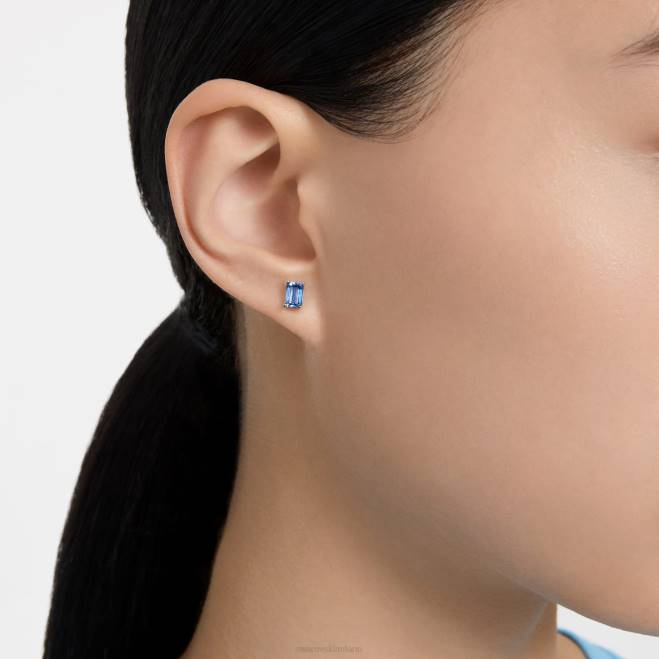 Swarovski DV4B693 gioielleria taglio ottagonale, blu, placcato rodio orecchini a bottone stilla
