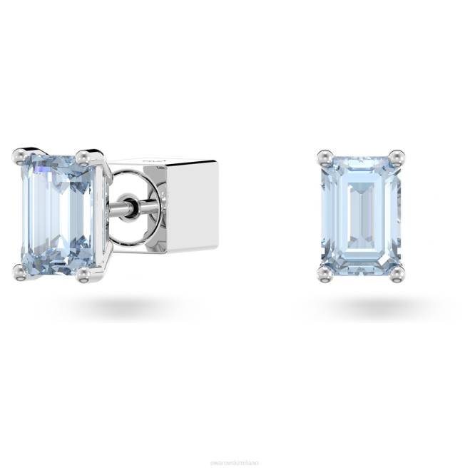 Swarovski DV4B693 gioielleria taglio ottagonale, blu, placcato rodio orecchini a bottone stilla