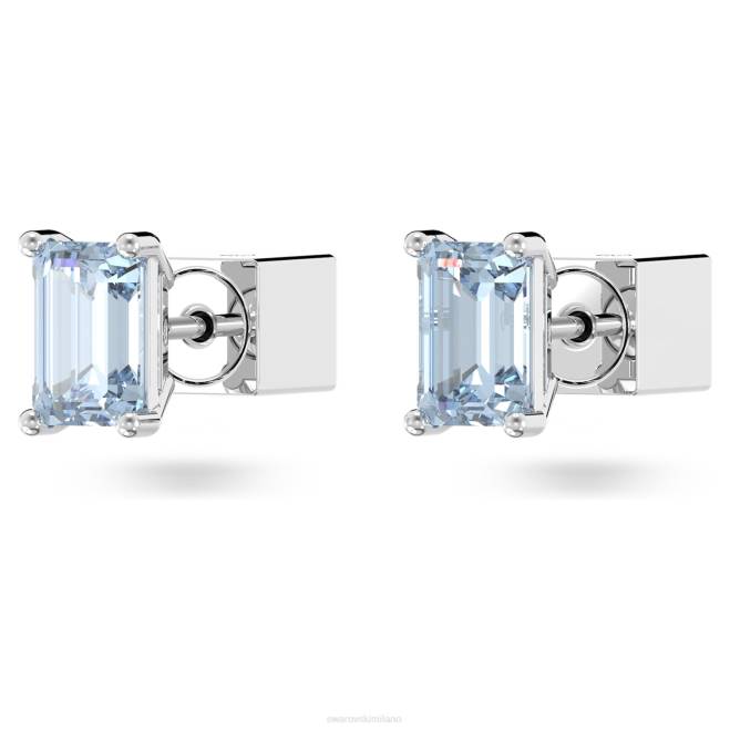 Swarovski DV4B693 gioielleria taglio ottagonale, blu, placcato rodio orecchini a bottone stilla