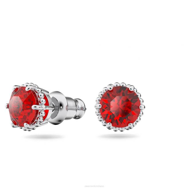 Swarovski DV4B695 gioielleria gennaio, rosso, rodiato orecchini a bottone con pietra portafortuna a taglio rotondo