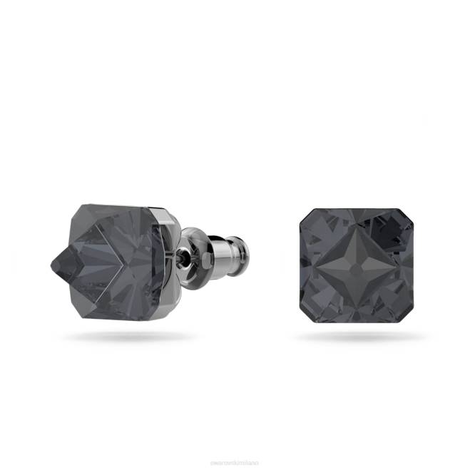 Swarovski DV4B696 gioielleria taglio piramidale, grigio, placcato rutenio orecchini a bottone di ortice