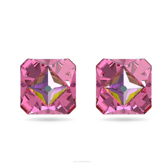 Swarovski DV4B697 gioielleria taglio piramidale, rosa, placcato color oro orecchini a bottone di ortice
