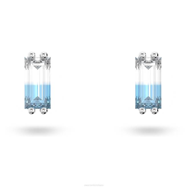 Swarovski DV4B702 gioielleria taglio baguette, blu, placcato rodio orecchini a bottone stilla