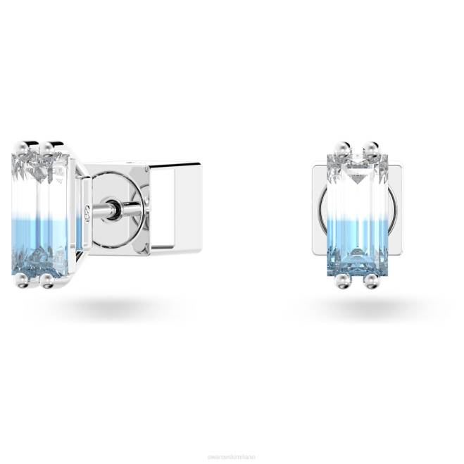 Swarovski DV4B702 gioielleria taglio baguette, blu, placcato rodio orecchini a bottone stilla