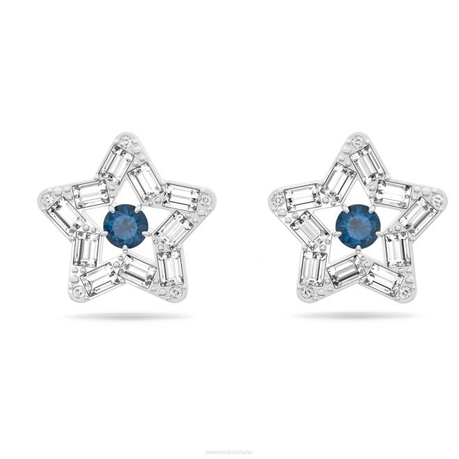 Swarovski DV4B703 gioielleria tagli misti, stella, blu, rodiato orecchini a bottone stella