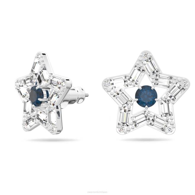 Swarovski DV4B703 gioielleria tagli misti, stella, blu, rodiato orecchini a bottone stella