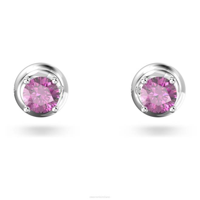 Swarovski DV4B704 gioielleria taglio rotondo, viola, placcato rodio orecchini a bottone stilla