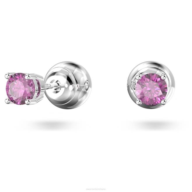Swarovski DV4B704 gioielleria taglio rotondo, viola, placcato rodio orecchini a bottone stilla