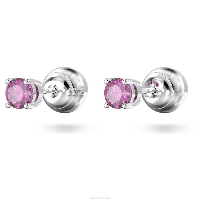 Swarovski DV4B704 gioielleria taglio rotondo, viola, placcato rodio orecchini a bottone stilla
