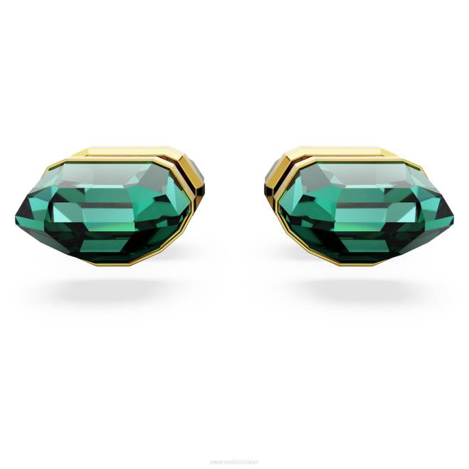 Swarovski DV4B711 gioielleria verde, placcato color oro orecchini a bottone lucenti