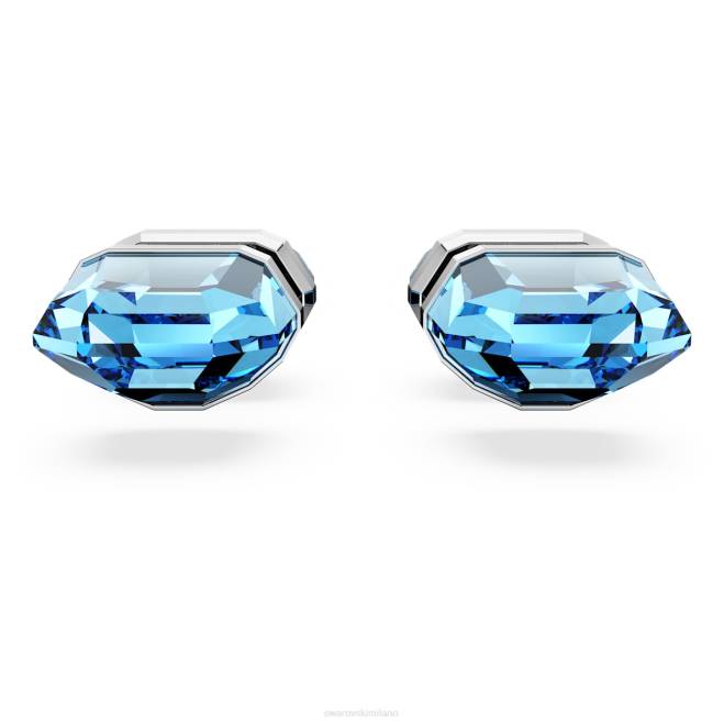 Swarovski DV4B713 gioielleria blu, rodiato orecchini a bottone lucenti